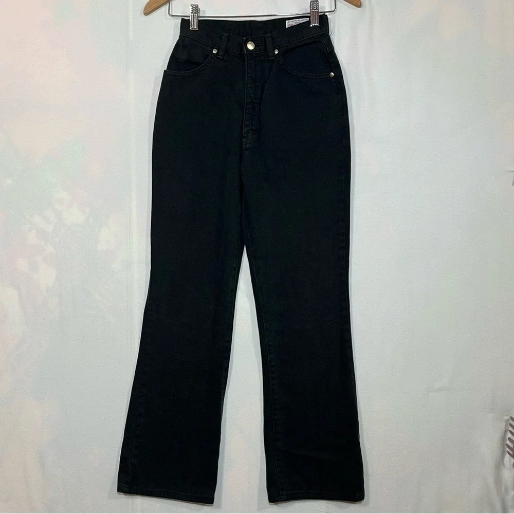 Vintage Lady Wrangler Black High Waisted Jeans 28/4 Straight Leg Western USA - Picture 5 of 15